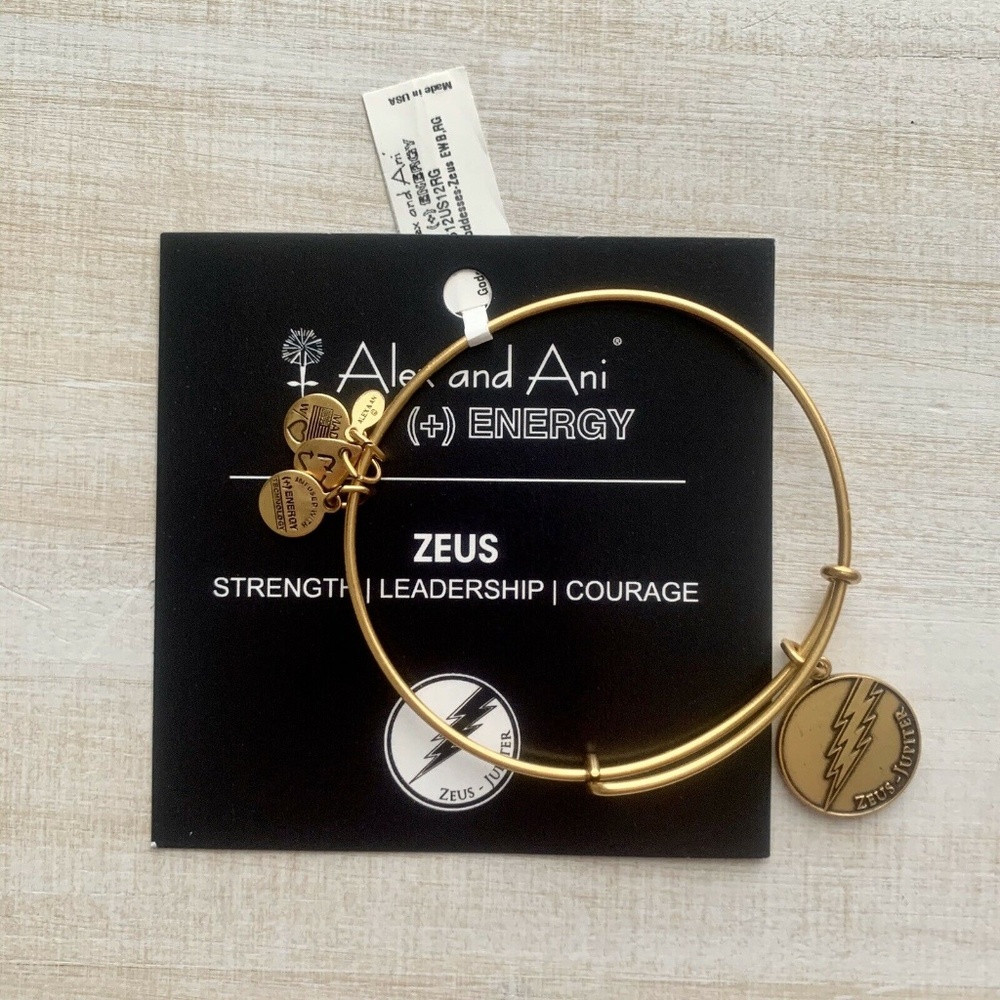 Alex & Ani Zeus Jupiter Gods & Goddesses Lightning Bolt Olympic Gold EWB Bangle